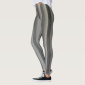 Leggings Gris et noir rayé monochrome fumé (Gauche)
