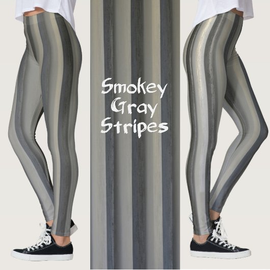 Leggings Gris et noir rayé monochrome fumé