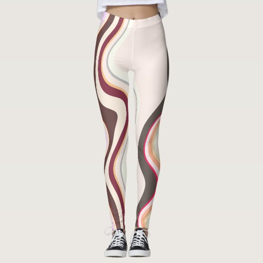 Leggings Gris et rose ondulé (Devant)