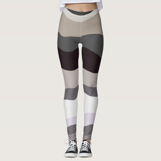 Leggings Gris et violet rayures ondulées (Devant)