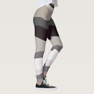Leggings Gris et violet rayures ondulées