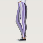 Leggings Gris Lavande Violet Rayé Vertical (Gauche)