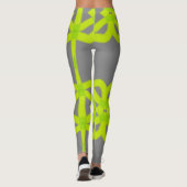 Leggings Gris Lime Vert Étirement Abstrait Pantalons Leggin (Dos)