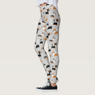 Leggings Gris Motif de Corgi