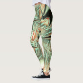 Leggings Gris ondulé numérique sur orange pâle à vert (Gauche)