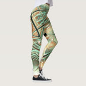 Leggings Gris ondulé numérique sur orange pâle à vert (Droite)