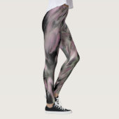 Leggings Gris rose Abstrait et herbe verte sur gris (Droite)