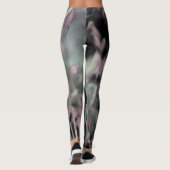 Leggings Gris rose Abstrait et herbe verte sur gris (Dos)
