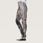 Leggings Gris rose Abstrait et herbe verte sur gris (Gauche)