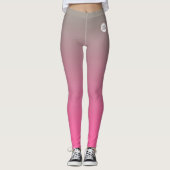 Leggings Gris rose Ombre Gradient Custom Business Logo (Devant)