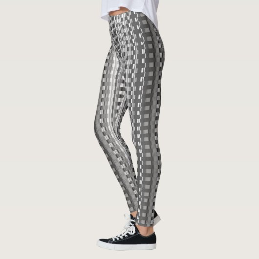 Leggings Gris Trippy Gravé Gravé Cool Art psychédélique (Gauche)