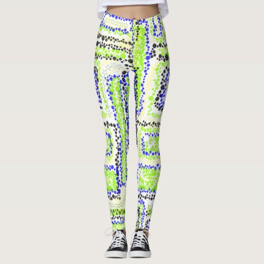 Leggings gris vert jaune bleu noir (Devant)
