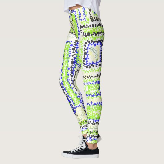 Leggings gris vert jaune bleu noir (Gauche)