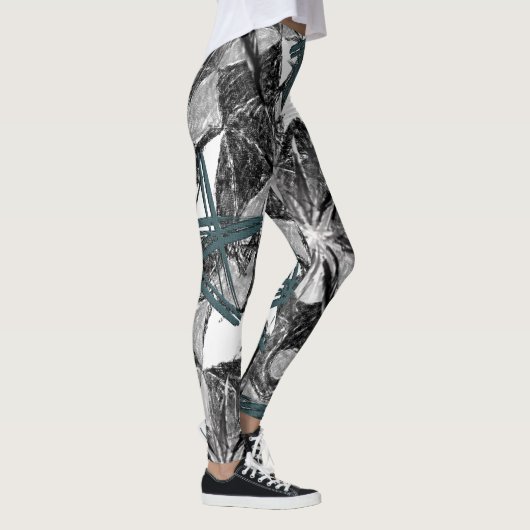 leggings gris vert noir long adolescent (Droite)