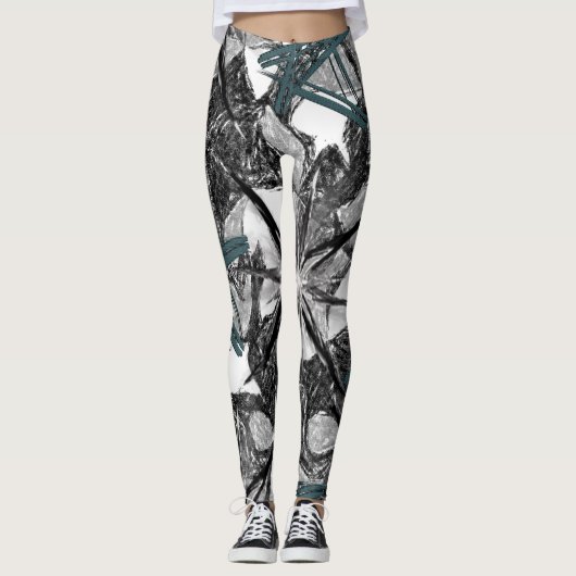 leggings gris vert noir long adolescent (Devant)