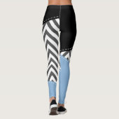 Leggings Gris Zigzag, Gris Chevron, Motif Zigzag, Bleu (Dos)