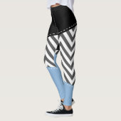 Leggings Gris Zigzag, Gris Chevron, Motif Zigzag, Bleu (Gauche)