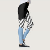 Leggings Gris Zigzag, Gris Chevron, Motif Zigzag, Bleu (Droite)