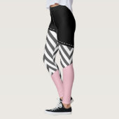 Leggings Gris Zigzag, Gris Chevron, Motif Zigzag, Rose (Gauche)