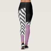 Leggings Gris Zigzag, Gris Chevron, Motif Zigzag, Violet (Dos)