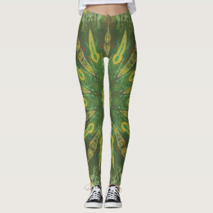 Leggings groen geel bruin Kaleidoscoop