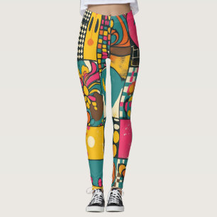 Leggings Groove Waves les années 70 Motif de ligne psychédé