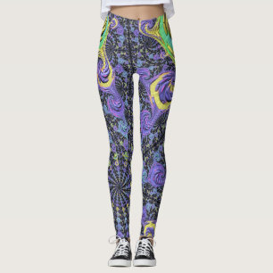 Leggings Groovy Boho Hippie Funky Abstrait Fractal Coloré