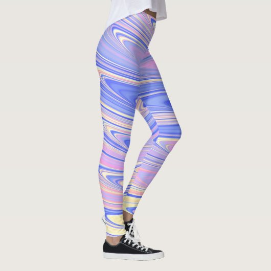 Leggings Groovy Éclectique Quirky Ondulé Pastel Abstrait (Droite)