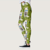 Leggings Gros Chiot Blanc Avec Lunettes De Soleil Bleues, (Gauche)