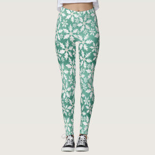 Leggings Gros flocons blancs tombant Arrière - plan vert