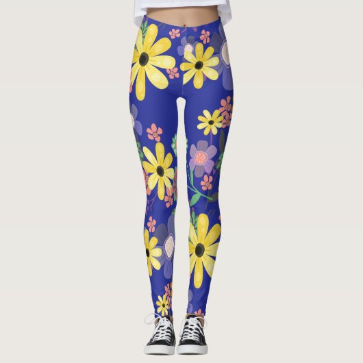 Leggings Gros Floral rétro des années 70 (Devant)