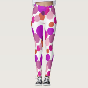 Leggings Gros pois de style années 70 en violet