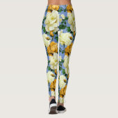 Leggings Grosse Fleur de rose jaune rétro (Dos)
