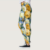 Leggings Grosse Fleur de rose jaune rétro (Gauche)
