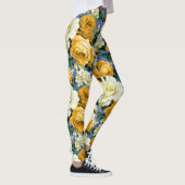Leggings Grosse Fleur de rose jaune rétro (Droite)
