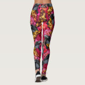 Leggings Grosse tête de mort Moths corbeau gothique Roses (Dos)