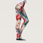 Leggings Grosses fleurs de rose rouge rétro (Droite)