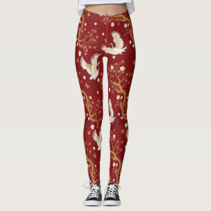 Leggings Grue couronnée rouge motif Sakura (1)