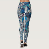 Leggings Grues bleues volant au-dessus des fleurs (Dos)