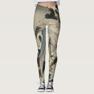 Leggings Grues sur un pin couvert de neige Hokusai