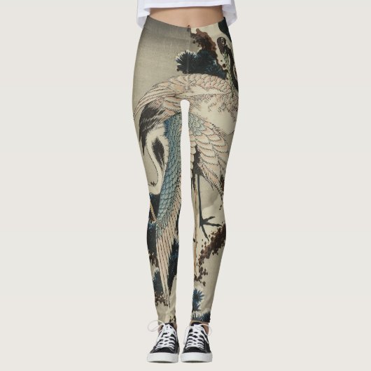Leggings Grues sur un pin couvert de neige Hokusai (Devant)