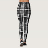 Leggings Grund Black Blanc Flannel Plaid Tartan Design (Dos)