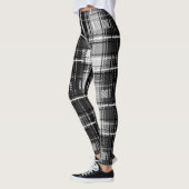 Leggings Grund Black Blanc Flannel Plaid Tartan Design (Gauche)