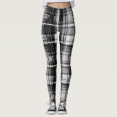 Leggings Grund Black Blanc Flannel Plaid Tartan Design (Devant)