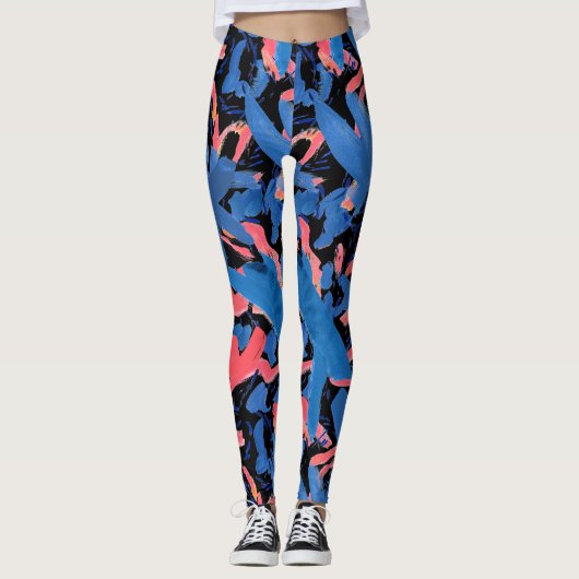 Leggings Grunge Abstrait motif floral (Devant)
