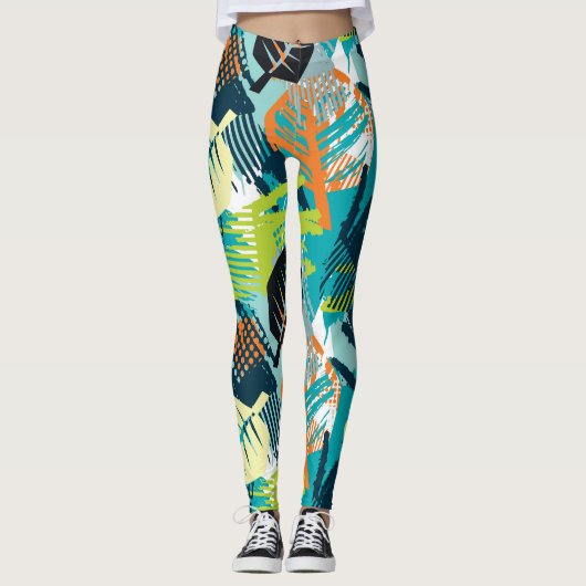 Leggings Grunge Abstrait : Surface Robuste Sans Fil. (Devant)