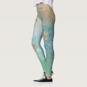 Leggings Grunge Côtière | Aquarelle bleu et vert or (Gauche)