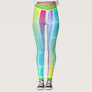 Leggings Grunge épais bandes verticales multicolores