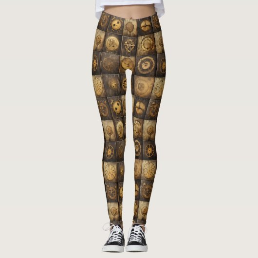 Leggings Grunge Rustic Steampunk Horloge (15) (Devant)