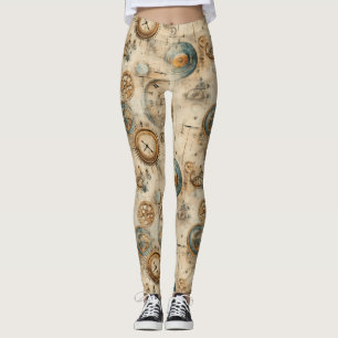 Leggings Grunge Rustic Steampunk Horloge (7)